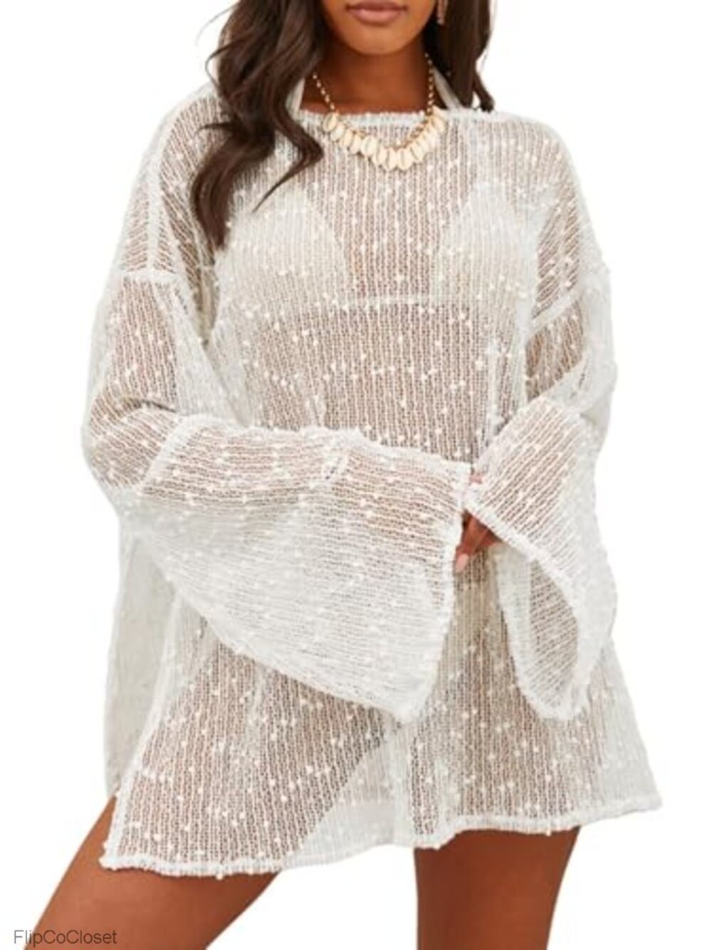 Women's Swim Cover-Up Dress Lightweight Loose Fit Pull-On
